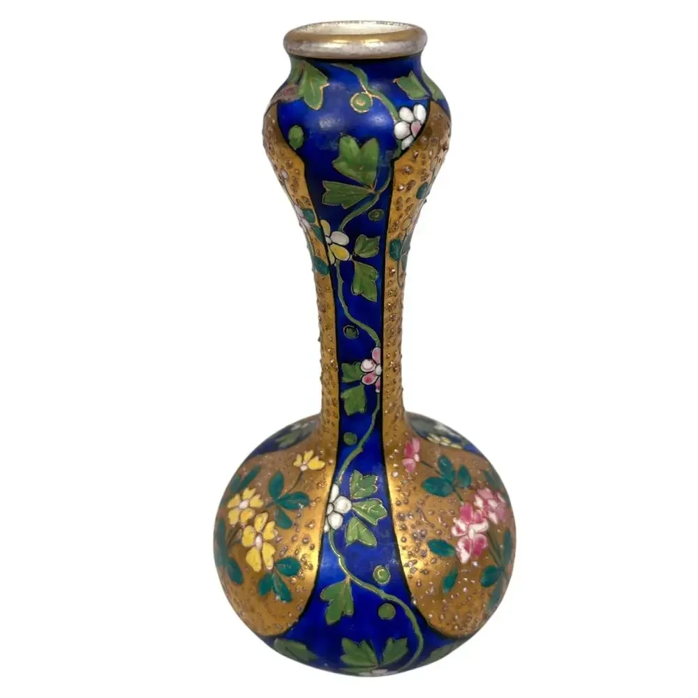Antique Asian Moriage Slipware Ceramic‎ Vase 7